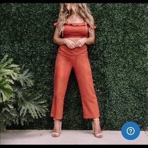 NWT Kittenish Kelly Linen Culotte Pants in Rust